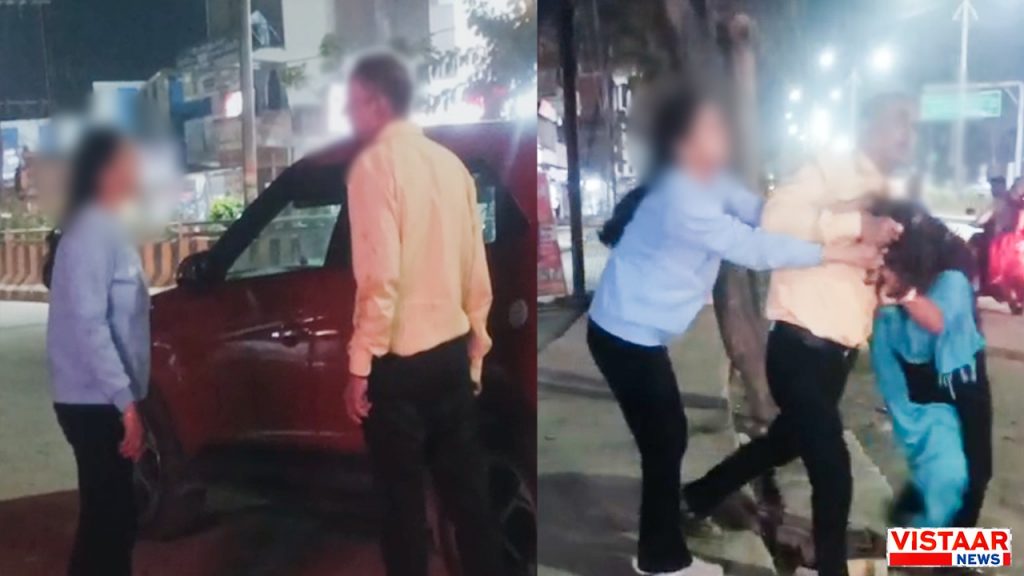 In Rewa, a doctor's wife beat him up in the middle of the road for having an affair with another woman.