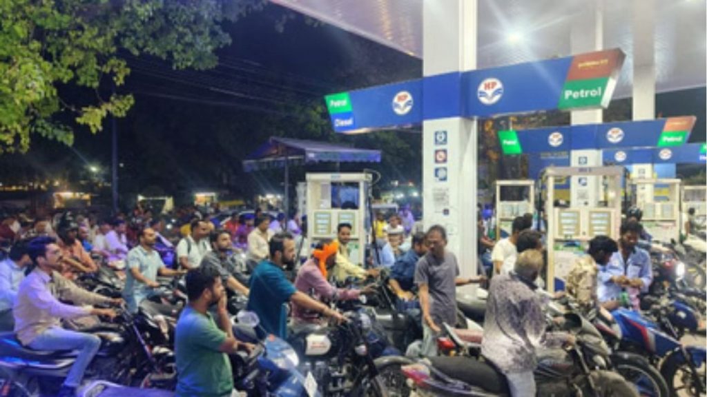 Long queues for petrol and diesel