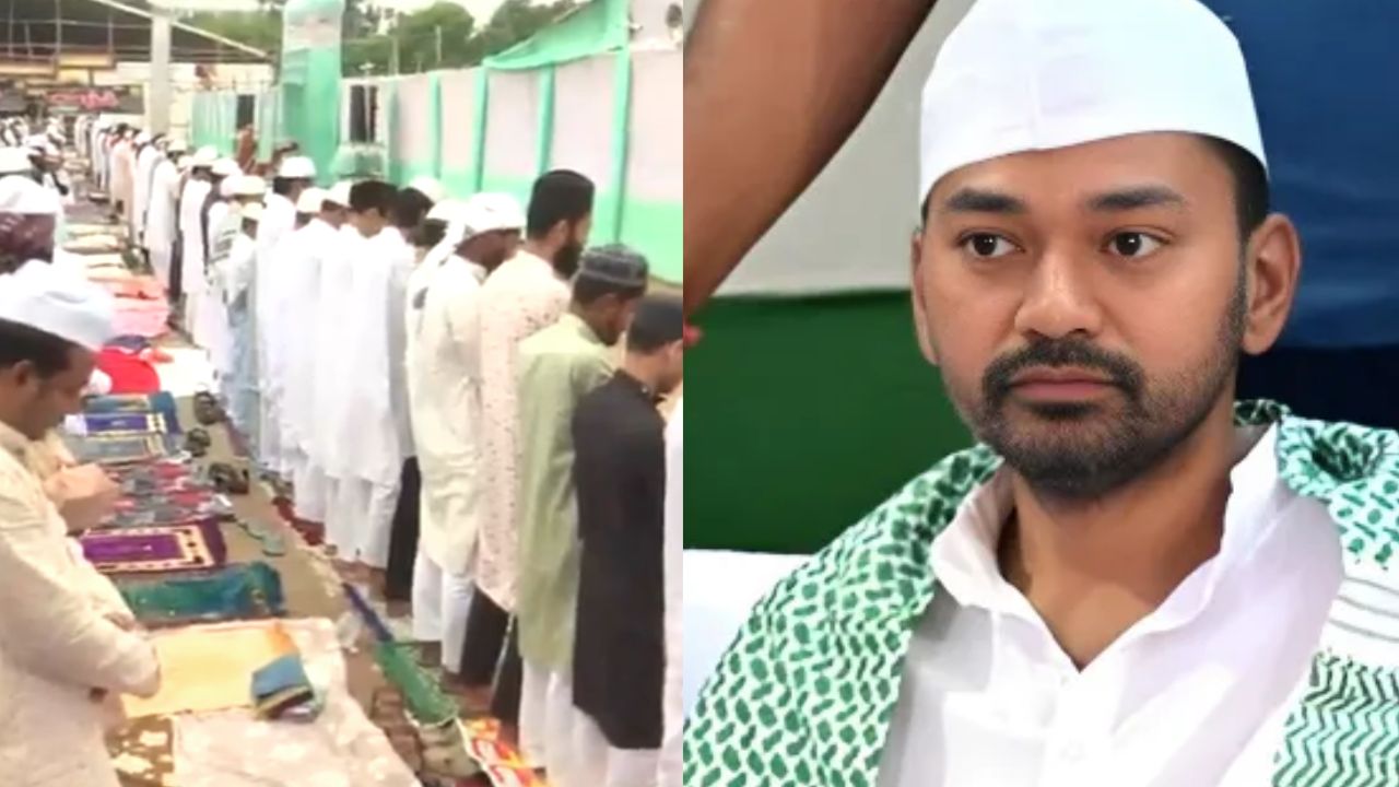 patna Gandhi maidan did not reach cm nitish kumar son nishant kumar met namazis and wished eid