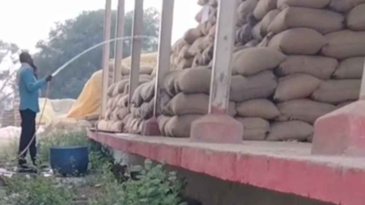 aarang dhan kharidi kendra FIR registered against 4 accused for soaking paddy in water