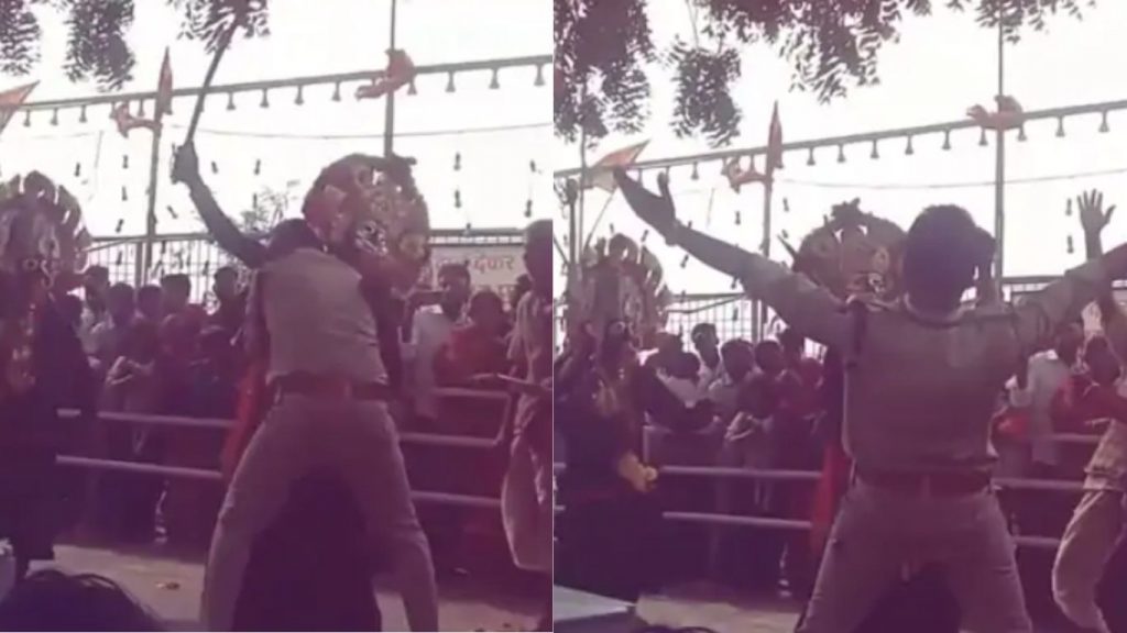 A dancing police officer