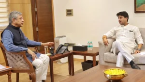 Union Minister Jyotiraditya Scindia and Railway Minister Ashwini Vaishnav.