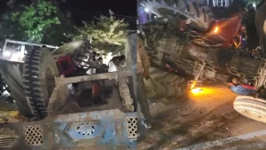 Four women died when a tractor trolley overturned in Sheopur.