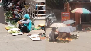 Rural women forced to sell vegetables in the scorching sun
