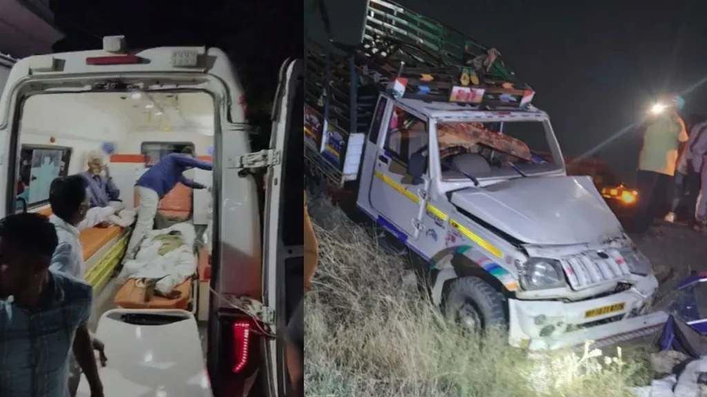dhar road accident pickup tyre blast 16 people died