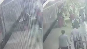 Gwalior railway station woman stuck between platform and train rpf saved her life