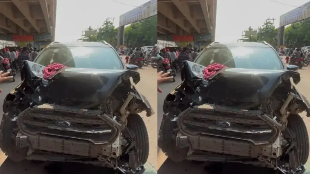 A car collided with a bike.