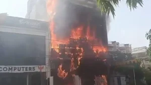 A massive fire broke out in a coaching centre in Lucknow.