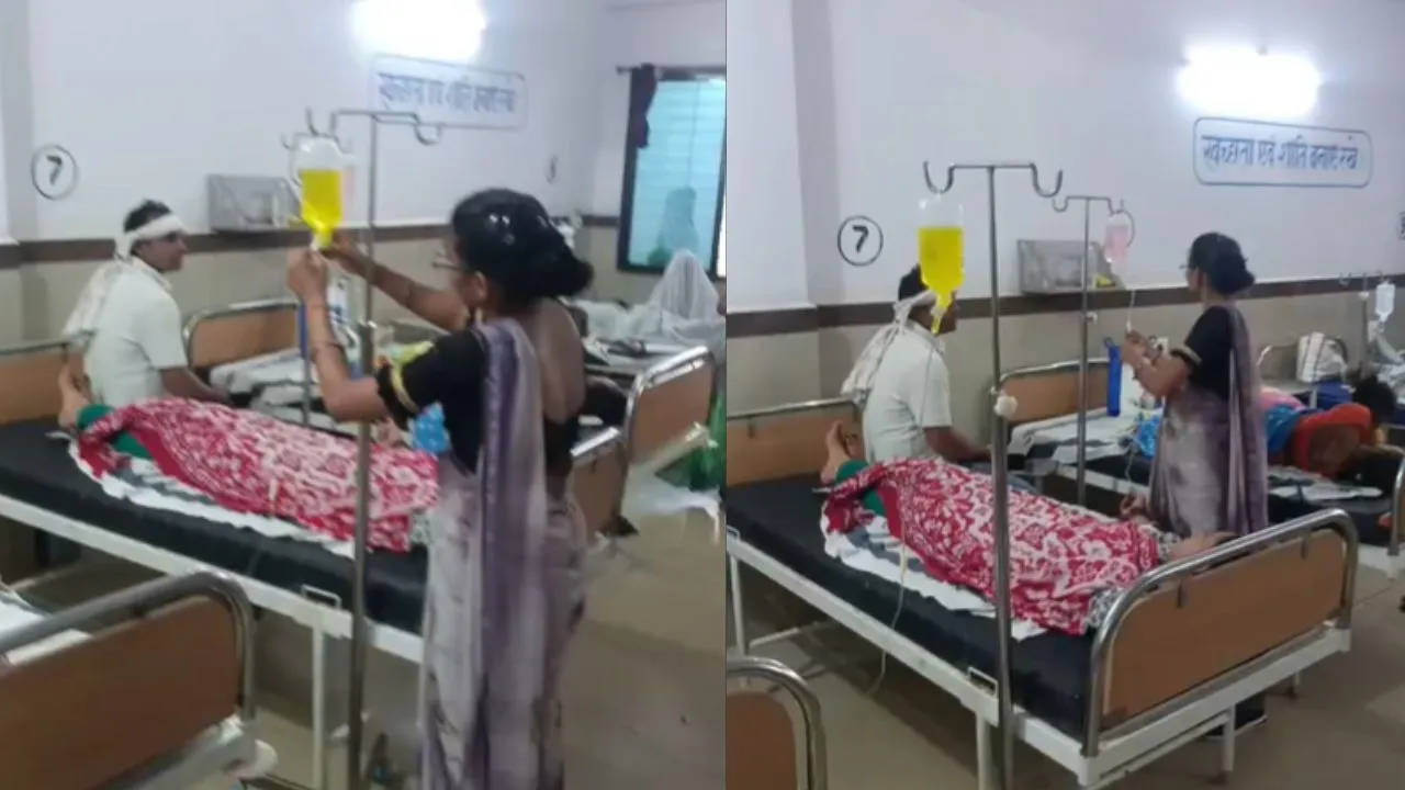 Sanitation workers are administering IV drips to patients at Mauganj District Hospital.