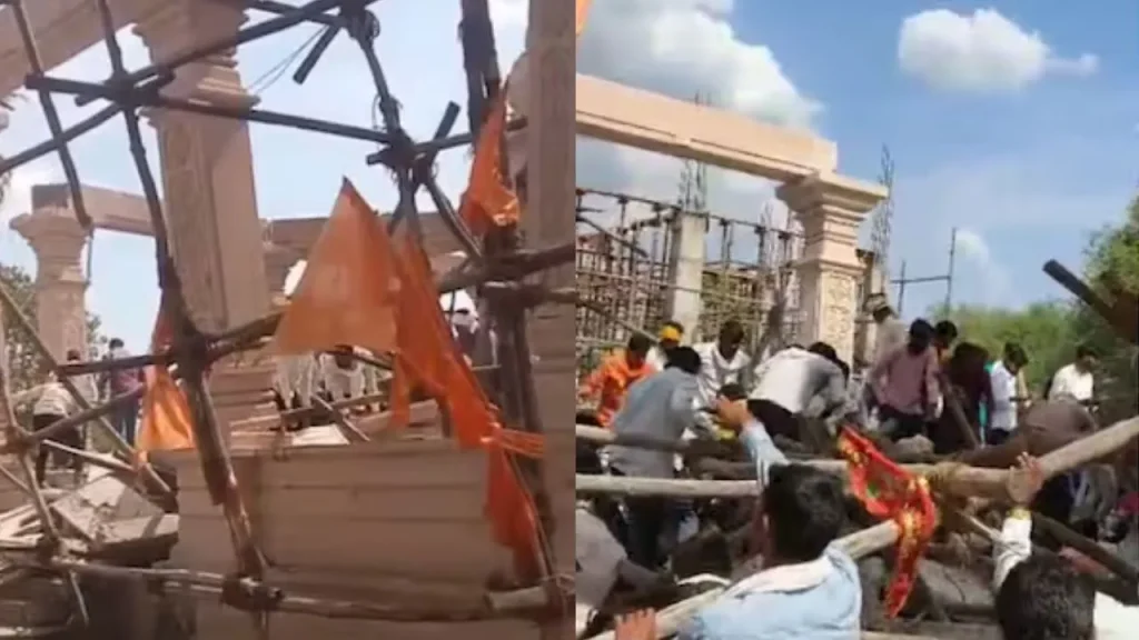 Accident due to collapse of the roof of the pavilion of Hanuman temple in Parbhani district of Maharashtra.