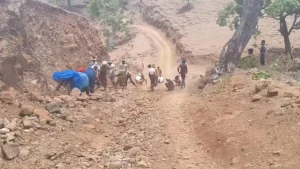 Due to the road not being built in Barwani, the villagers themselves took up shovels and spades.
