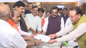 BJP candidate Mahesh Kewat has filed his nomination for the third Rajya Sabha seat.