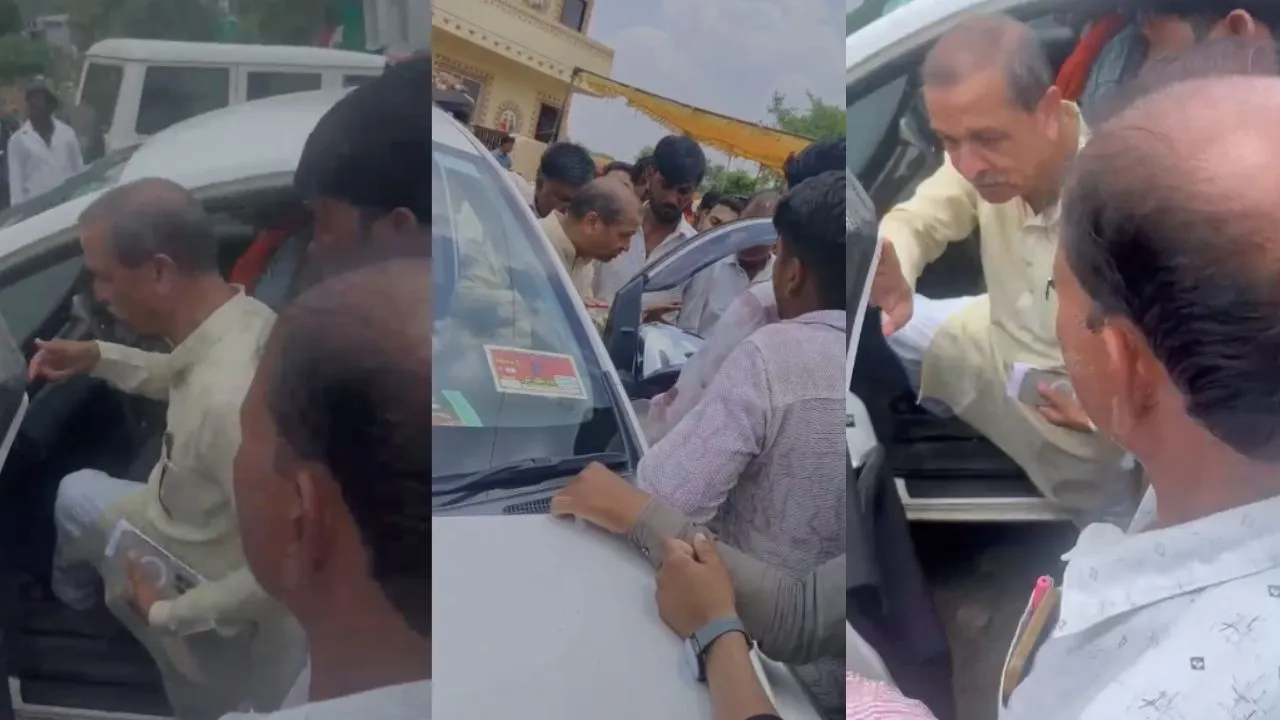 neemuch jawad bjp mla Omprakash saklecha faces protest of villagers for road