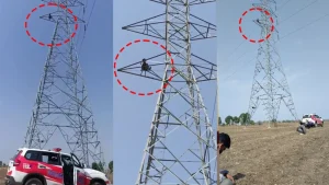 young man climbs tower after woman refuses marriage