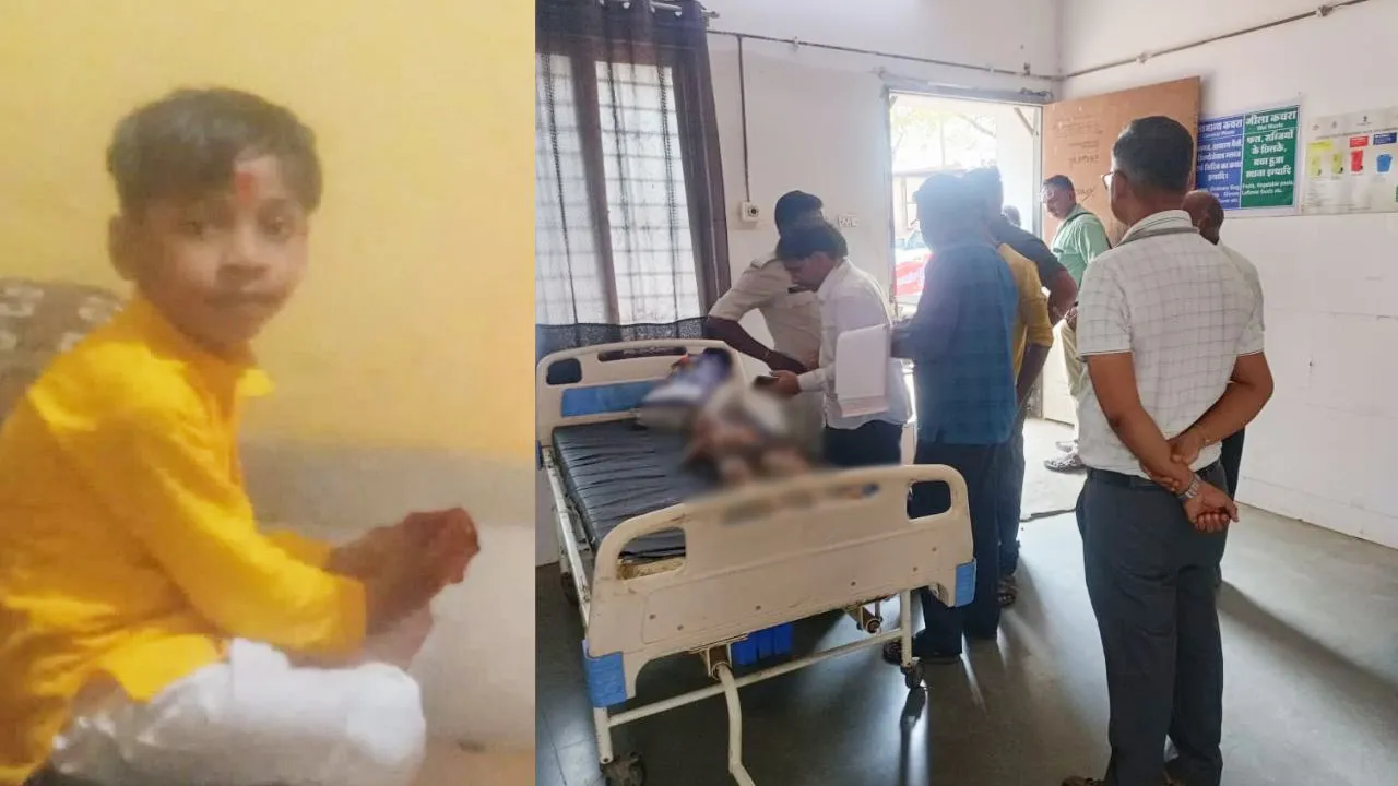 dhar khalghat seven year old boy died due to drown in narmada river on father's day