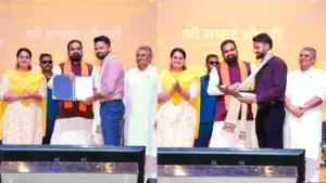 Akash Deep-Mukesh Kumar with CM Samrat Choudhary