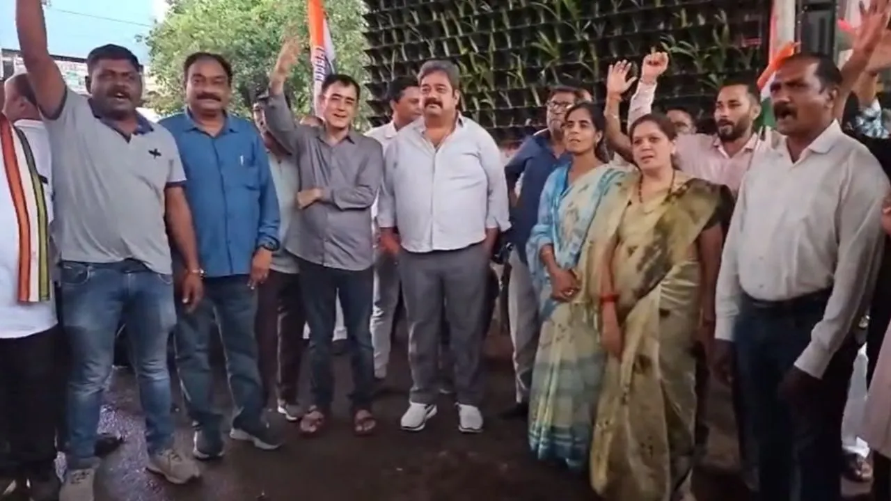 Congress protest in Bhilai.