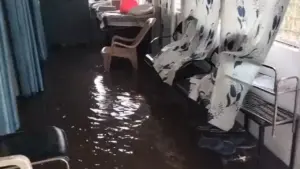 In Chhindwara, water entered the hospital ward during the first rain.