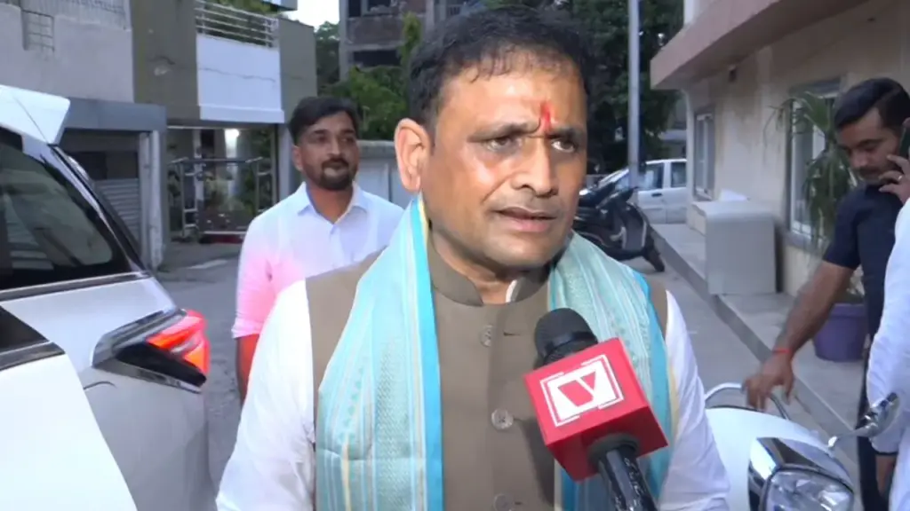 BJP candidate Ashutosh Tiwari in the Datia by-election.