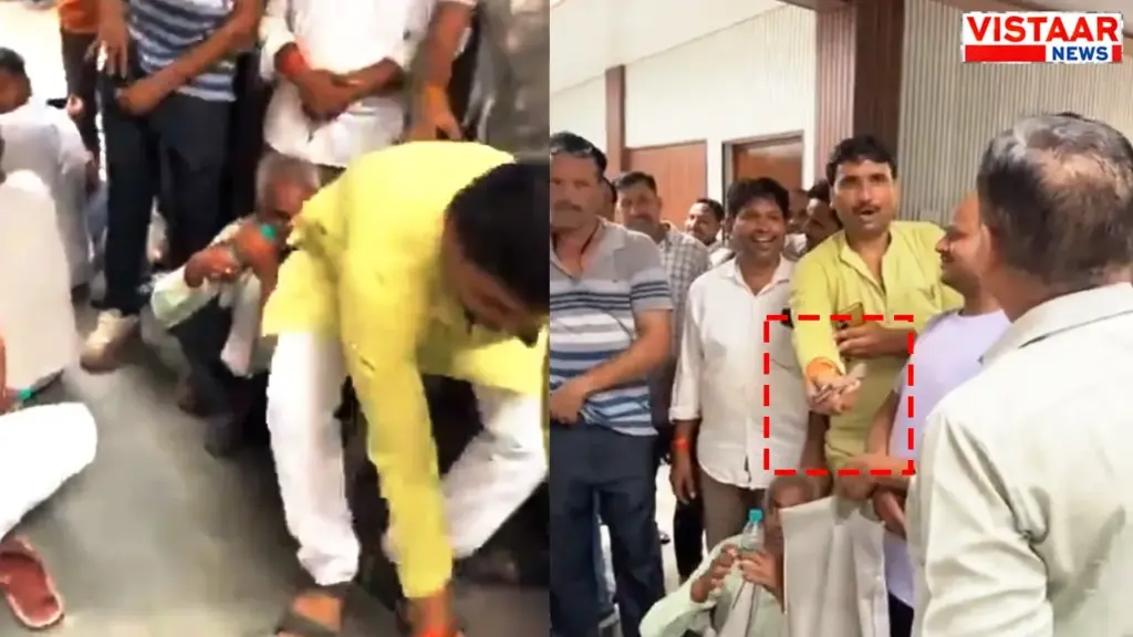 Troubled by the problem of waterlogging in Morena, residents staged a protest by symbolically offering a 'bribe' to the CMO.