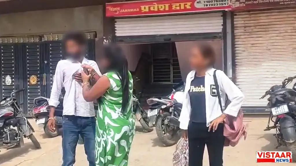 A wife thrashed her husband after catching him with a young woman at a hotel.