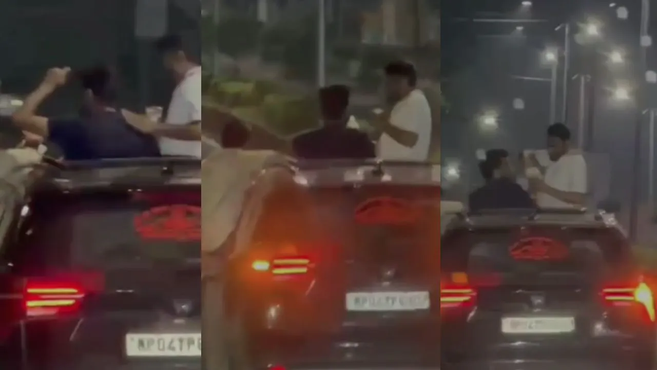 bhopal vip road moving car sunroof liquor party caught on camera video viral