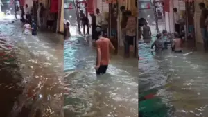 Sheopur 15 minutes of heavy rain leads to waterlogging public anger evident