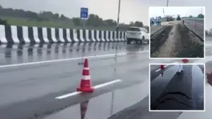 सड़क धंसने के कई वीड‍ियो आए सामने