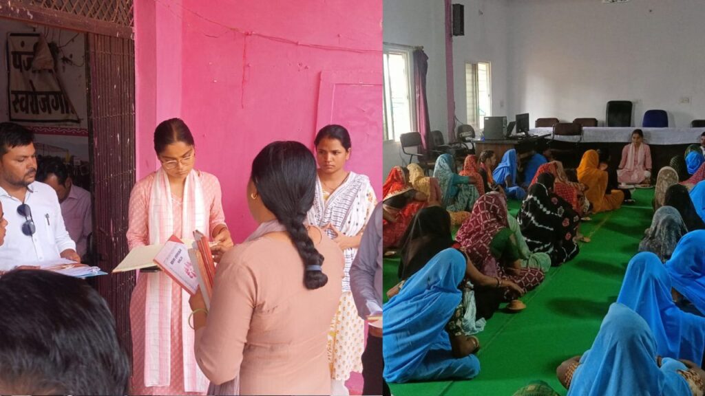 The CEO sat on the ground and interacted with the women.