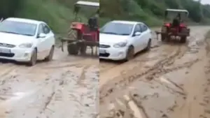 Road in bad condition due to rain