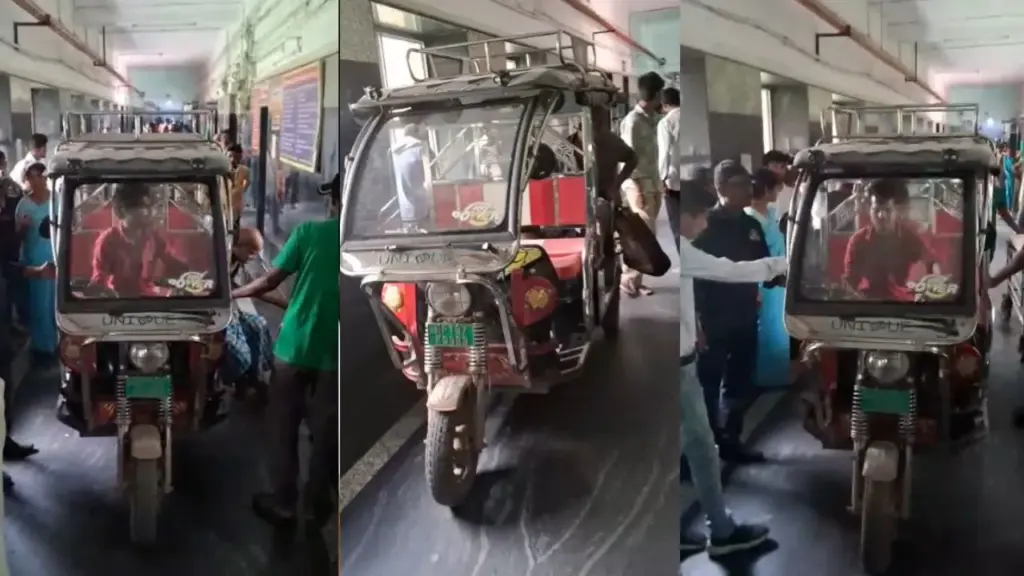 satna e-rickshaw driver took patient right inside district hospital