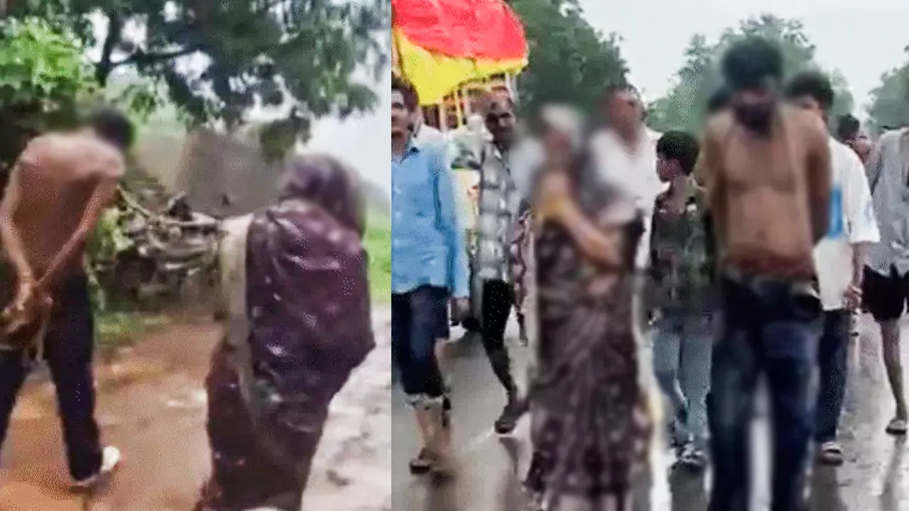 The husband beat his wife and her lover.