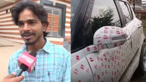 kissing car viral video Aditya sikarwar said Two or three girls had left kiss marks on car
