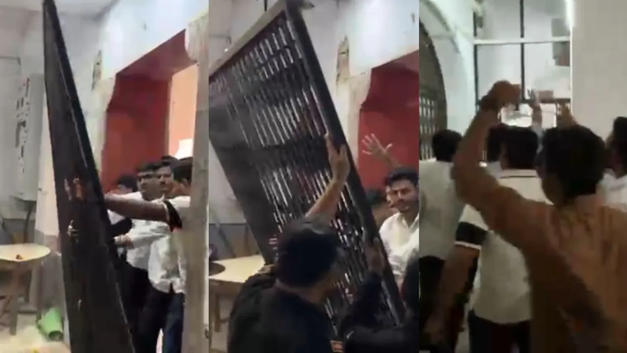 Indore: Student leaders staged a protest over the student union elections.