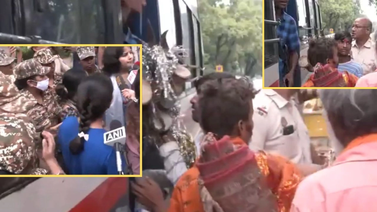 साधु संतों को पुल‍िस ने ह‍िरासत में लिया