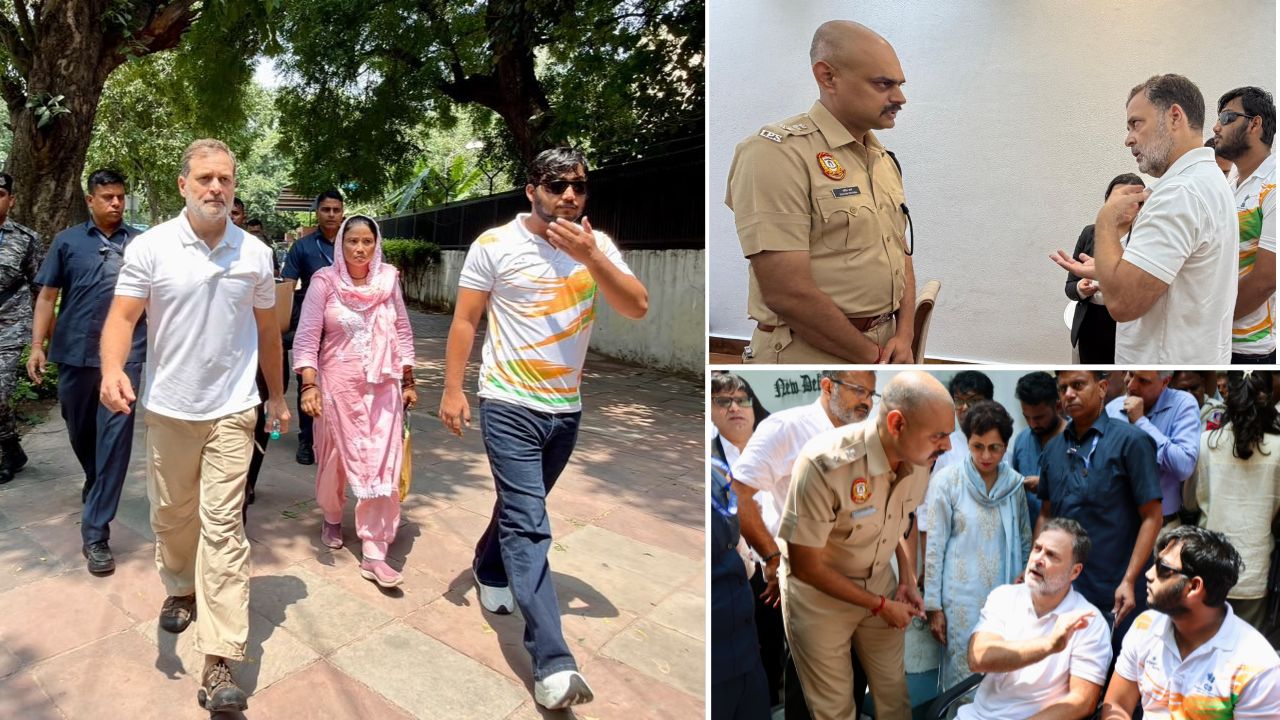 पहले पुल‍िस से मुलाकात फ‍िर धरने पर बैठे राहुल