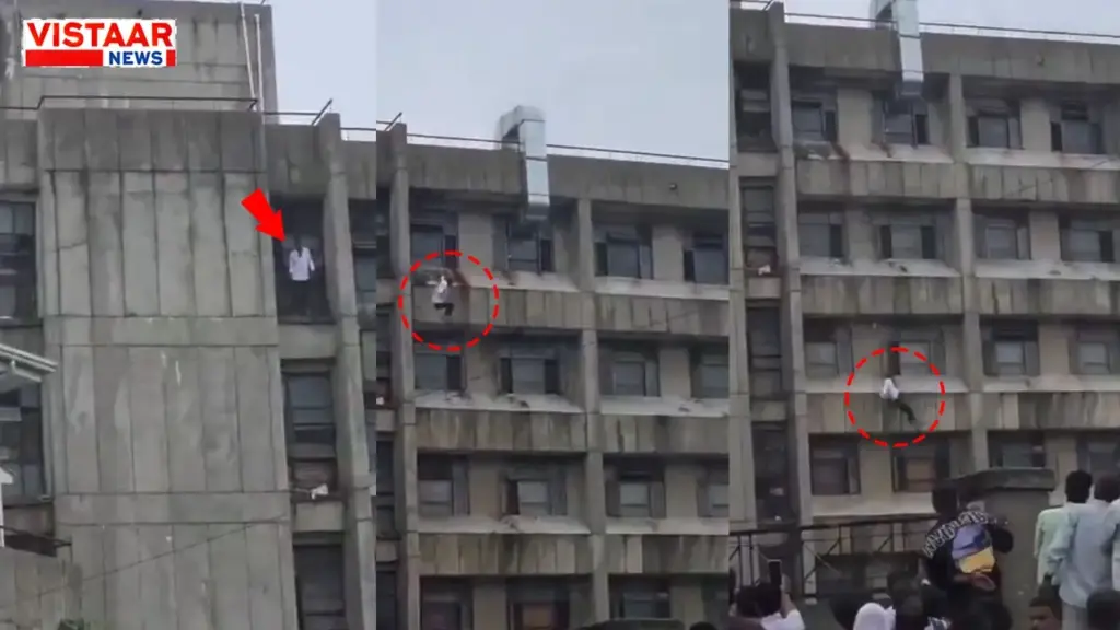 rewa young man jumps from fourth floor of Sanjay Gandhi Hospital condition critical video