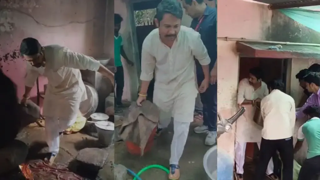 timarni mla Abhijeet Shah retrieved gas cylinder from amidst flames saving lives of 265 children