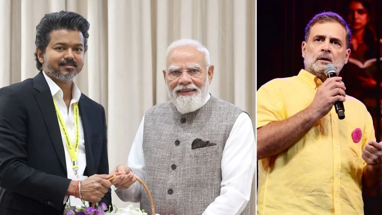 वि‍जय-पीएम मोदी और राहुल गांधी