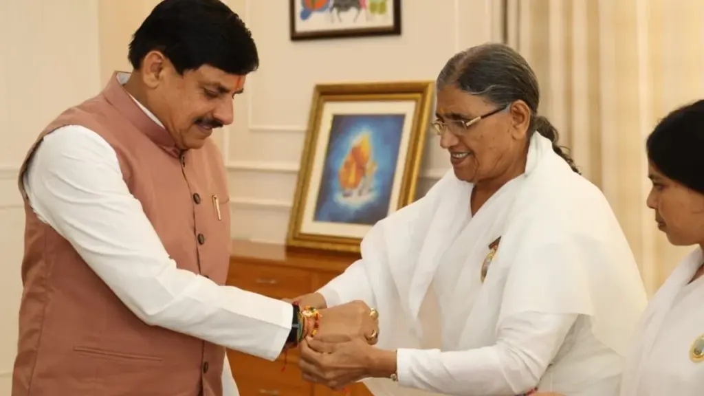 Rakhi tied to CM Mohan Yadav.