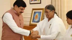 Rakhi tied to CM Mohan Yadav.