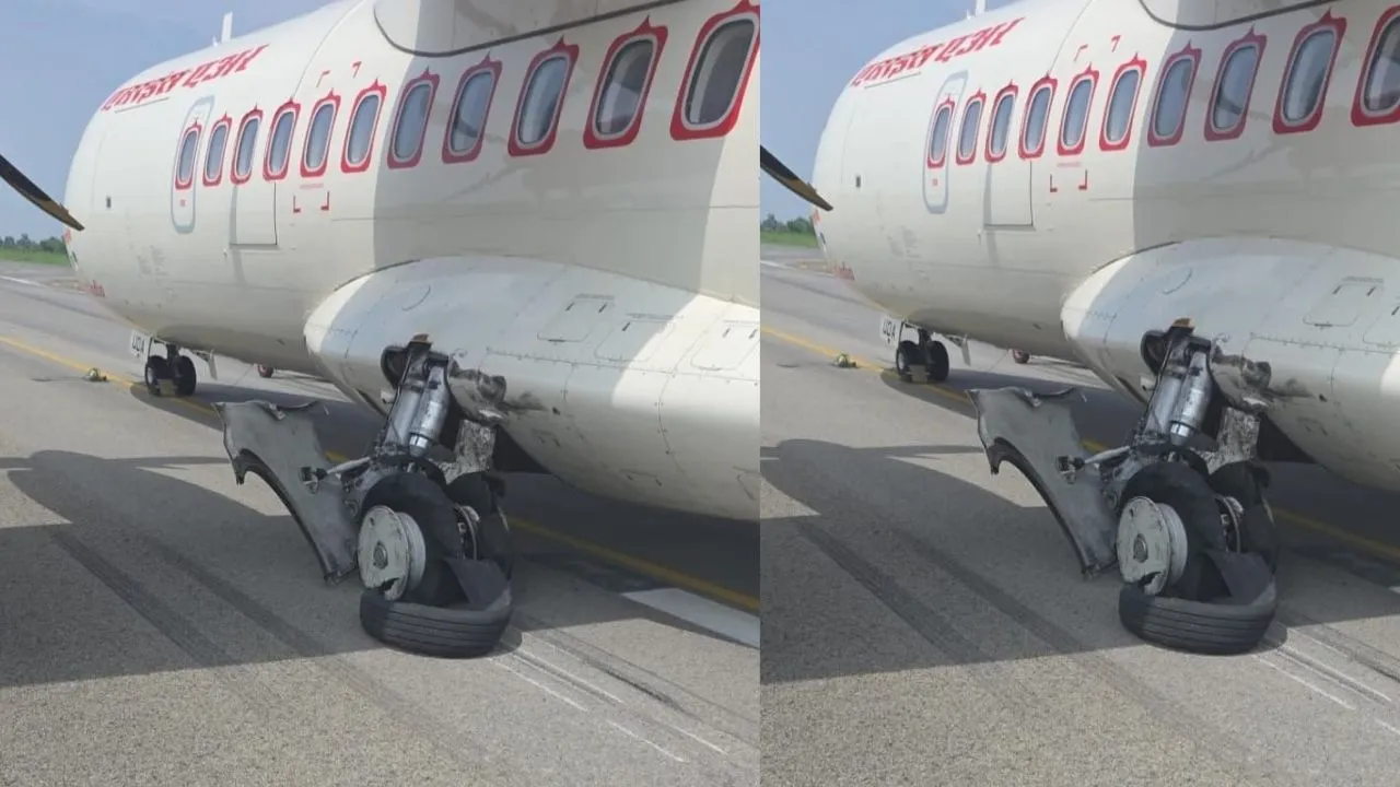 The flight from Prayagraj suffered a tyre burst while landing.