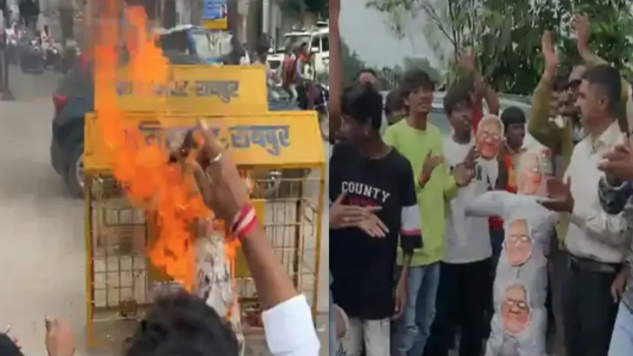 Hindu organizations burned an effigy of Arun Pannalal in Raipur.