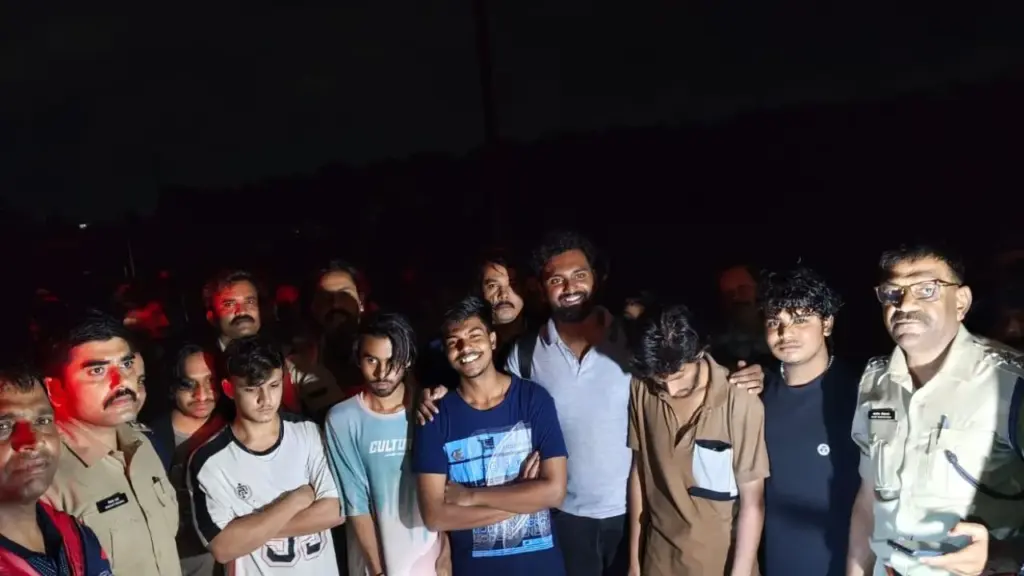 The young men were safely brought out.