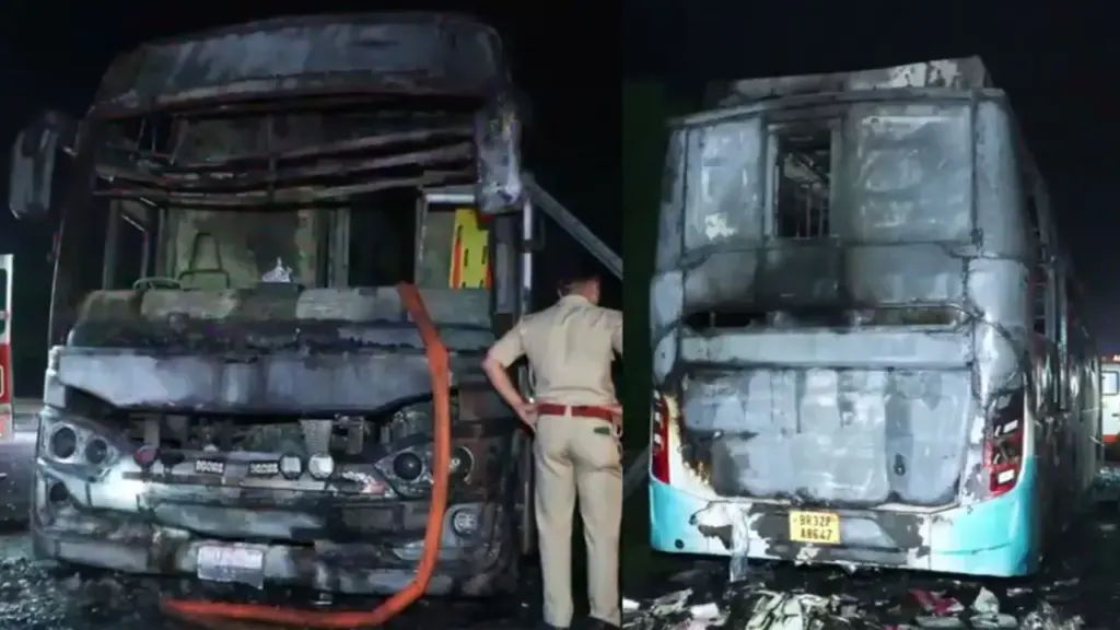 greater Noida Yamuna expressway bus fire 9 passengers killed