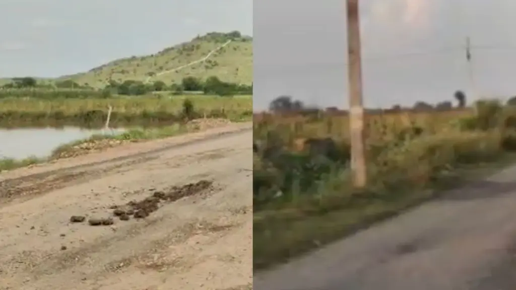 Villagers showed the condition of the road.