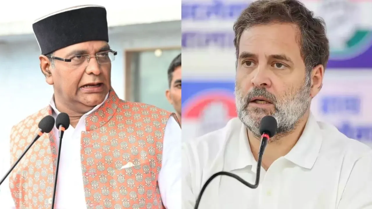 Minister Vishvas Sarang and Rahul Gandhi
