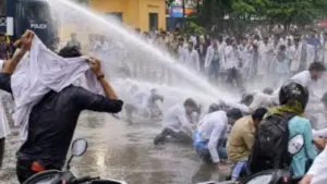 Two police personnel reassigned to police lines in lathi-charge case.