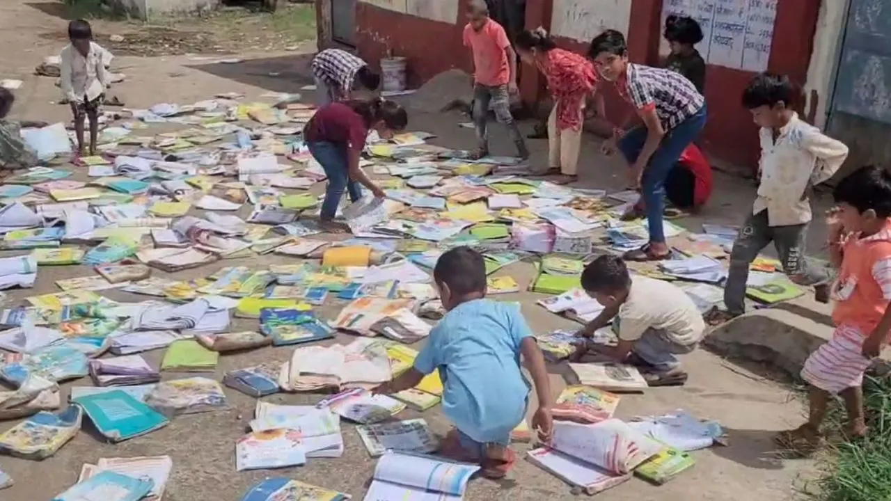 Children drying books