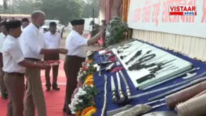 RSS chief Mohan Bhagwat Shastra Puja at Sangh office Nagpur